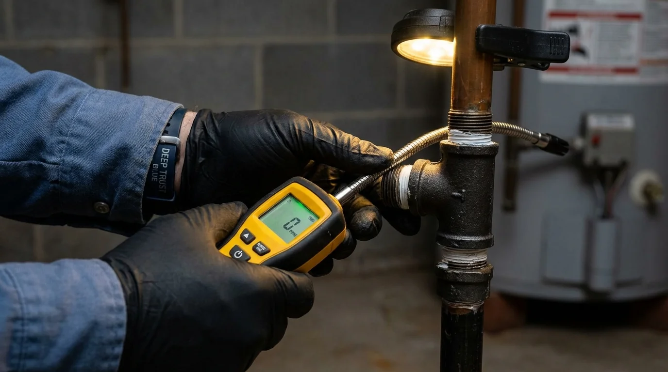 Gas leak detection with electronic sniffer by Johns Plumbing LLC in Walworth